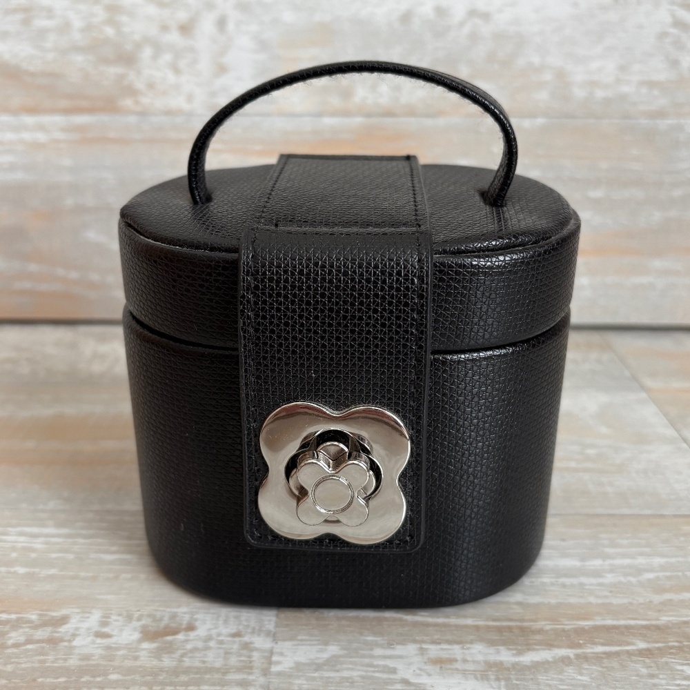 Tuscan Designs Black Travel Jewelry Case Felt Lined Box Removable Tray